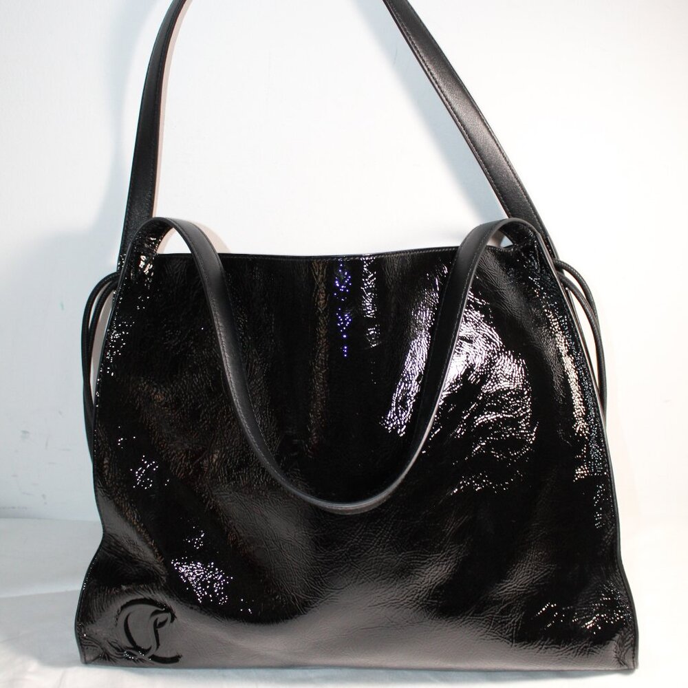 Christian Louboutin Le 54 Crinkle Patent Leather Drawstring Tote Shoulder Bag - Picture 3 of 15